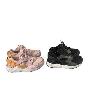 Nike Kids Huarache Run‎ Black/Gold and Pink Size 12C Bundle